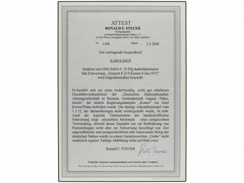 ✉ CAROLINAS. 1912 (Jan 4). Printed cover from Angaur, Palau,