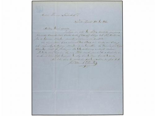 ¿ PERU. 1860 (19 Agosto). NEPEÑA a LIMA. 1 peseta rosa. Mat.