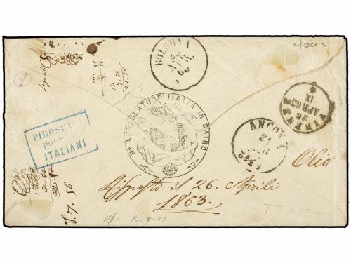 ✉ EGIPTO. 1863. CAIRO a FIRENCE. Fechador POSTA EUROPEA/CAIR