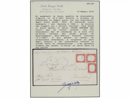 ✉ EGIPTO. 1863. CAIRO a FIRENCE. Fechador POSTA EUROPEA/CAIR