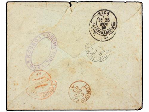 ¿ CANADA. 1883. HAMILTON a U.S.A. Envelope franked 3 cts. or