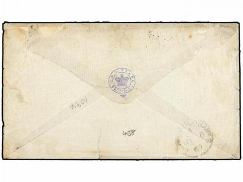 ¿ SINGAPUR. 1867. SINGAPUR to ENGLAND. Officer&#39;s envelope wi