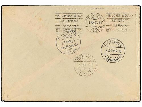 ✉ ZEPPELIN. 1930 (17 Abril). ANDORRA LA VIEJA a BERLÍN. Circ