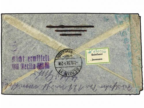 ✉ ESPAÑA GUERRA CIVIL. 1938. BARCELONA a BERLÍN. 60 cts. (5)