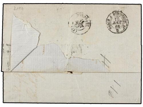 ✉ FINLANDIA. 1868. HELSINGFORS to FRANCE. With P.38 echange 