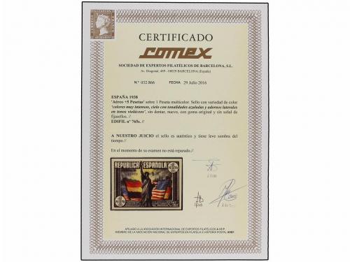 ** ESPAÑA. Ed. 765scc. Aéreo + 5 pts. CAMBIO DE COLOR SIN DE