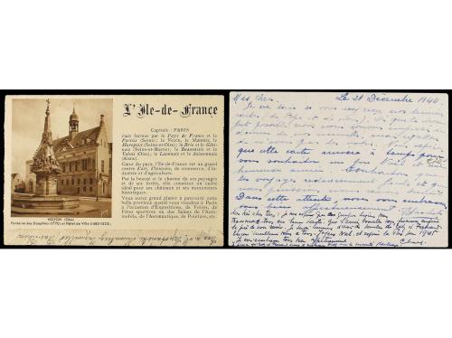 ✉ FRANCIA. 1938-44. Dos Enteros Postales con franqueos adici