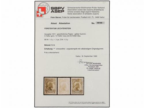 ** LIECHTENSTEIN. Mi. 1/3x+1/3y. 1912. COMPLETE set, never h
