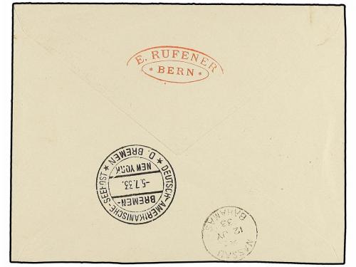 ✉ LIECHTENSTEIN. 1934. VADUZ to NASSAU (Bahamas). 35 rp. and