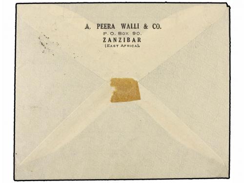 ¿ ZANZIBAR. 1947. ZANZIBAR to NETHERLANDS. 50 cts. and 1 sh.