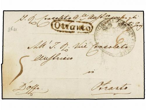 ✉ GRECIA: ISLAS JONICAS. 1830. CORFU to OTRANTO. Desinfected