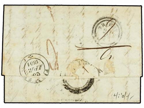 ¿ GRECIA: ISLAS JONICAS. 1851. CORFU to FIRENZE (Italy). Scr