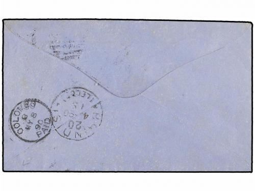 ✉ GIBRALTAR. Sg. 27. 1890. GIBRALTAR to CEYLON. O.H.M.S. env