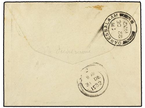 ✉ ZANZIBAR. 1932 (22 December). ZANZIBAR to TUKUYU (Tanganik