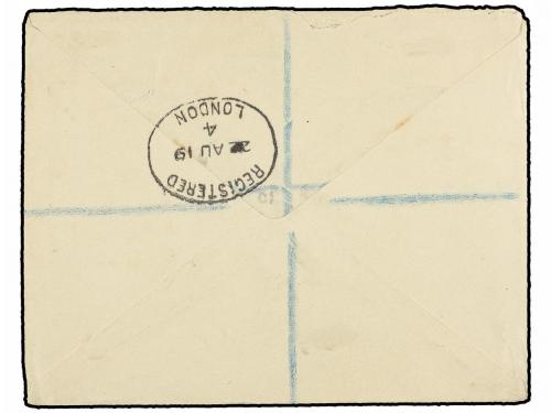 ✉ SAMOA. 1919. APIA to ENGLAND. 1 1/2 d. (2) orange brown an