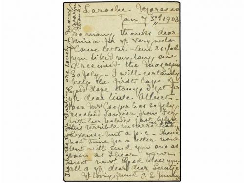 ✉ MARRUECOS FRANCES. 1903. LARACHE a HOLANDA. Entero Postal 