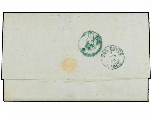 ¿ ESPAÑA. Ed. 40. 1856. GIBRALTAR a CÁDIZ. 4 cuartos rojo, m