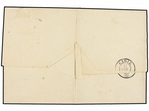 ✉ GIBRALTAR. 1861. GIBRALTAR a CÁDIZ. Circulada por vía de m