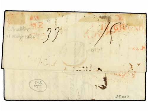✉ GIBRALTAR. 1826. GIBRALTAR a GÉNOVA (Italia). Marcas D. GI