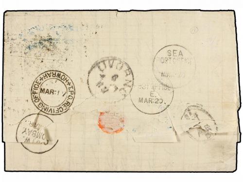 ✉ INDIA INGLESA. 1880. CALCUTTA to LIVORNO (Italy). Entire l