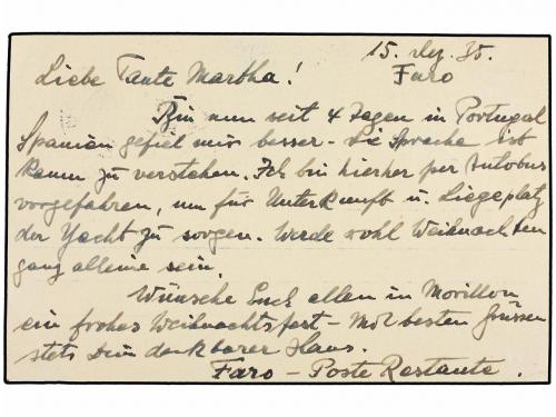 ¿ PORTUGAL. 1935. FARO a BERNA (Suiza). Entero Postal de 25