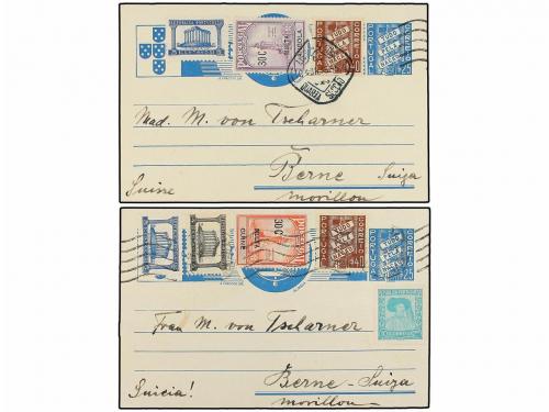 ¿ PORTUGAL. 1937. Cinco enteros Postales de 25 ctvos. azul c