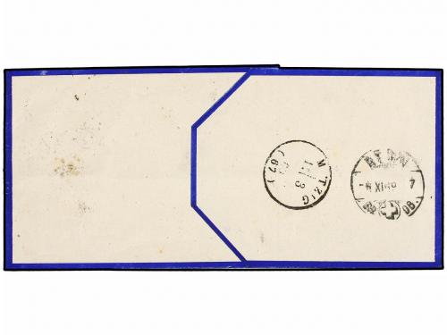 ✉ FRANCIA. Yv. 20. 1869. FAJA DE PRENSA decorada con una ban