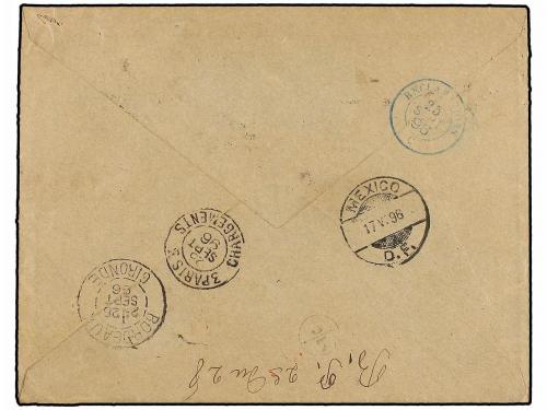 ✉ FRANCIA. 1896. BORDEAUX a OTUMBA reexpedida a LAREDO y fin