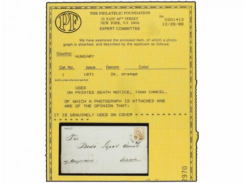 ✉ HUNGRIA. Ed. . 1871 (July). Entire Death Notice used to SZ