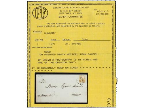 ✉ HUNGRIA. 1871 (July). Entire Death Notice used to SZELEZSI