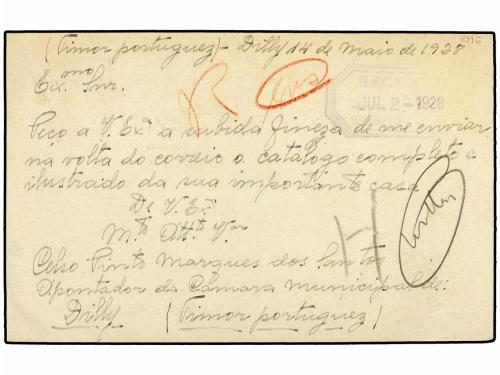 ✉ TIMOR. Ed. . 1928. Postal stationery of 4 A. with two stam