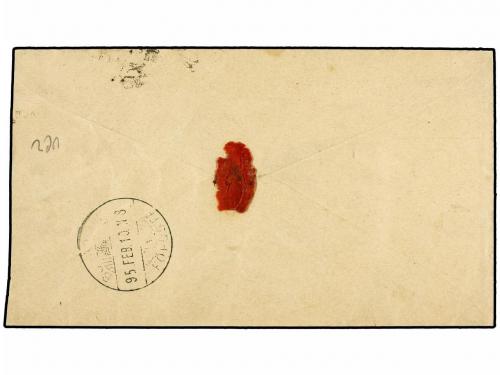 ✉ HOLANDA. Ed. . 1895. Entero postal de 5 c. azul más sellos
