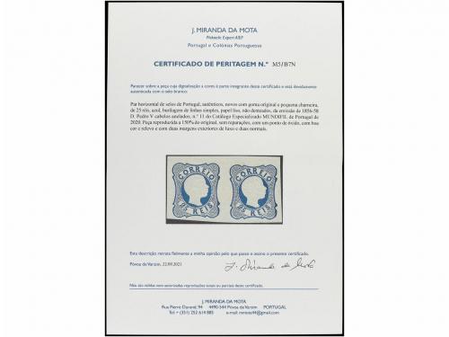 * PORTUGAL. Mu. 11 (2). 1856-58. 25 reis azul (líneas simple