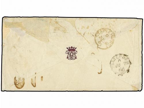 ✉ PORTUGAL. Af. 14, 15, 16. 1866. LISBOA a INGLATERRA. 10 re