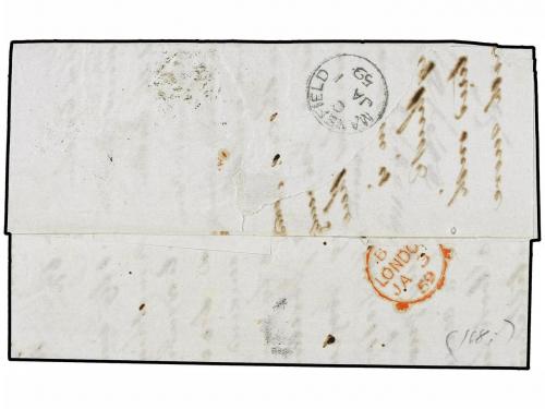 ✉ GRAN BRETAÑA. Sg. 43, 45, 71 (2). 1859. MANSFIELD to MEXIC