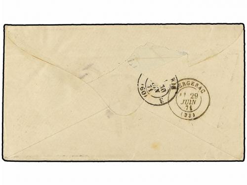 ✉ ARGENTINA. 1871. B. AIRES to FRANCE. Franked by Bordeaux 8