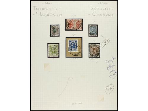 RUSIA. 1883/1910. Album pages with rare 1883 7k. blue cancel