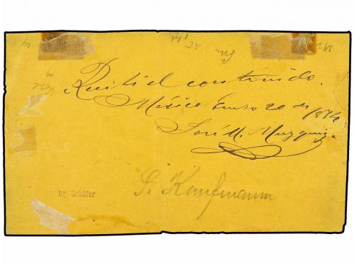 ✉ MEXICO. Sc. 95 (2), 96. 1874. 25 c. red (2) with 50 c. yel