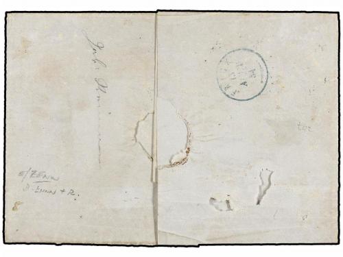 ✉ SUIZA. 1852. BRUGG a OESCHGEN. 5 rp. RAYON I azul y rojo, 