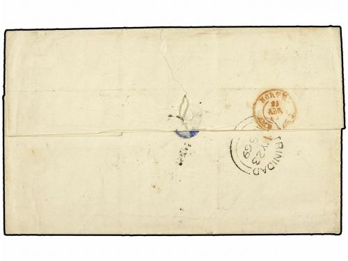 ✉ ESPAÑA. Ed. 100 (4). 1869. SANTANDER a CARUPANO (Venezuela