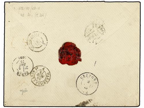 ✉ MONACO. 1875. MONTECARLO a TELLIN (Luxemburgo). Sello fran