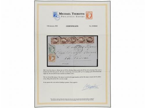 ✉ GRECIA. 1861. Cover from SYROS to ATHENS sent on Nov. 18th