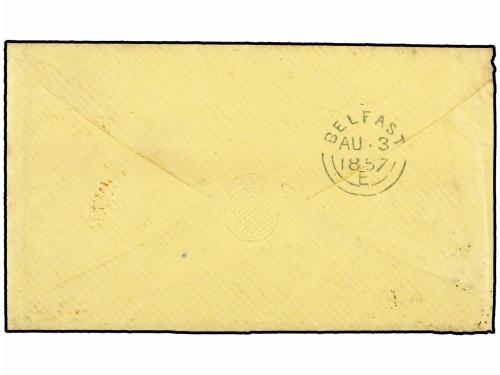 ✉ ESTADOS UNIDOS. 1857. 1 cent azul, 3 cents rojo oscuro y p