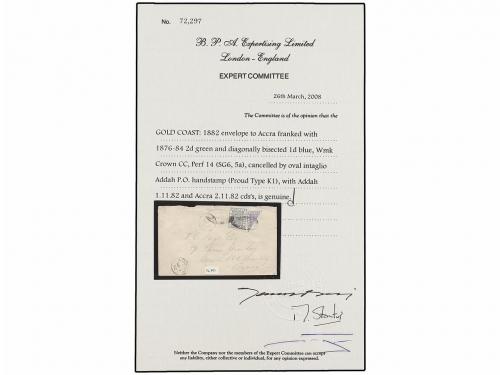 ✉ COSTA DE ORO. Sg. 5a, 6. 1884. Envelope to ACCRA franked w
