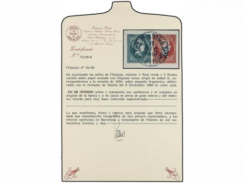 Δ FILIPINAS. Ed. 20D, 20E. 1 real verde y 2 reales rojo sobr