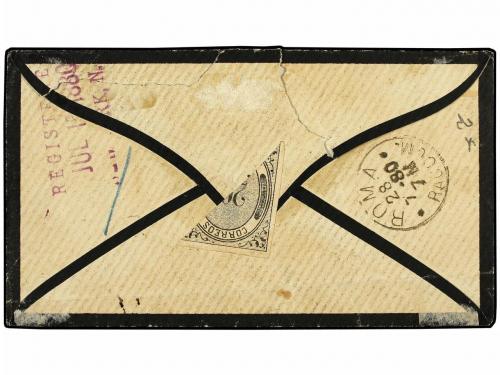 ✉ MEXICO. Sc. 126 (2). 1880. PUEBLA a ROMA. 10 cts. azul (2)