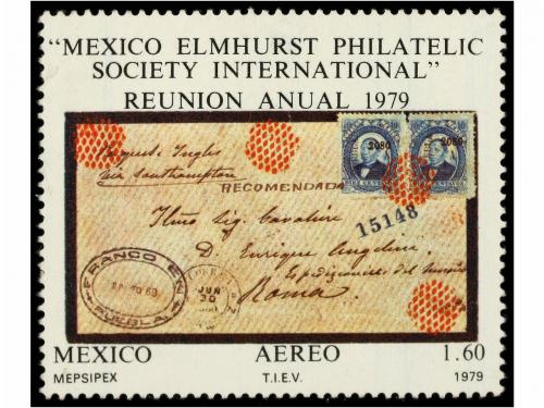 ✉ MEXICO. Sc. 126 (2). 1880. PUEBLA a ROMA. 10 cts. azul (2)