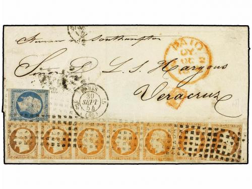 ✉ FRANCIA. Yv. 14, 16 (7). 1854 (Sept. 30). Cover endorsed "