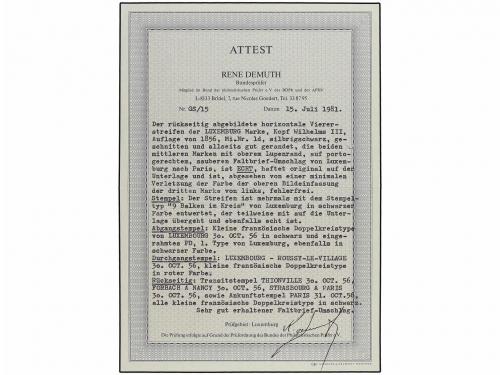 ✉ LUXEMBURGO. 1856 (Oct. 30). Cover from LUXEMBOURG to PARIS