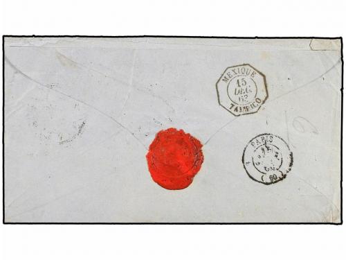 ✉ MEXICO. Sc. 8 (2). 1863. MÉXICO a PARÍS. 2 reales gris s. 